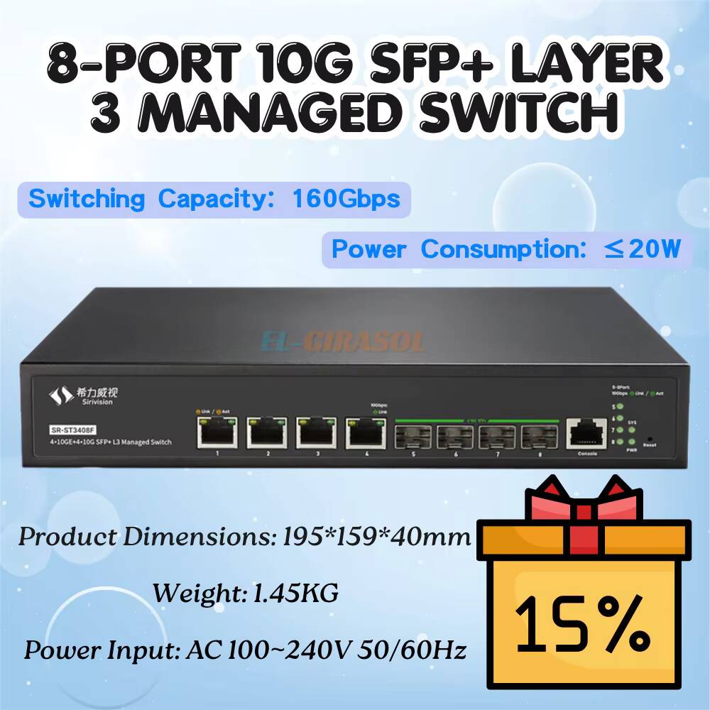 Sfp+ 10G Managed Switch 8 Port - Sirivision 8-Port 10G SFP+ L3 Managed