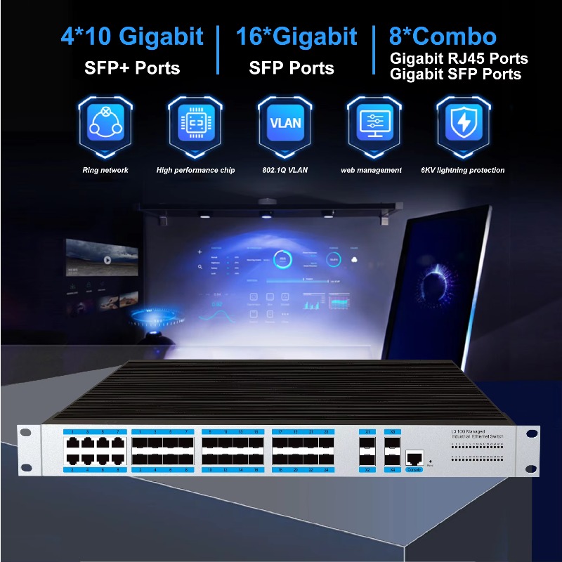 24 SFP-Ports Industrieller Man – Sfp+ 10G Managed Switch 8 Port Bewertung und Preis