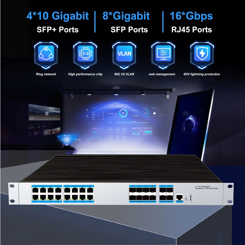 16-RJ45-Port Industrieller Man – Sfp+ 10G Managed Switch 8 Port Bewertung und Preis