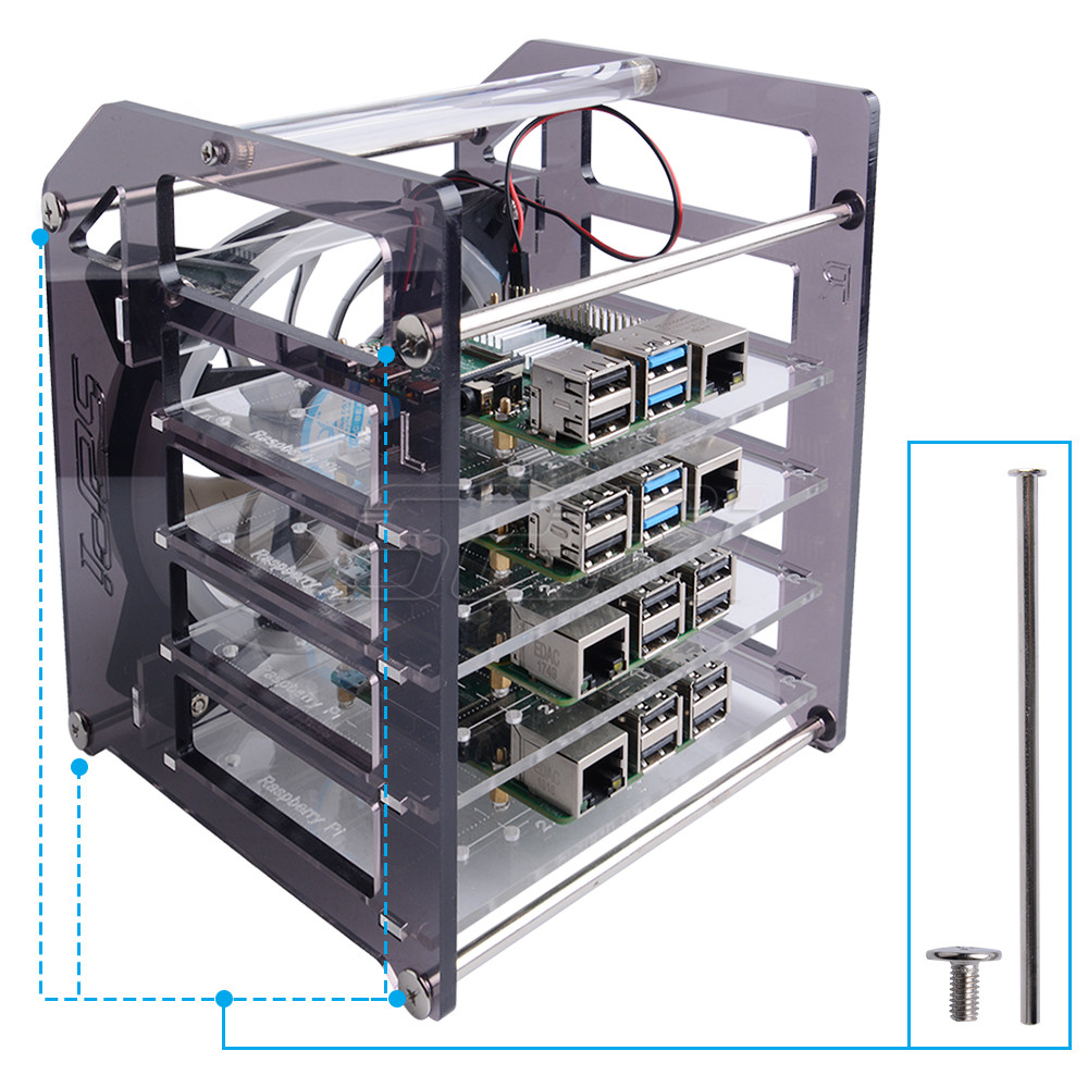 52Pi Rack Tower 4-lagiges Acry – Deskpi Super6C Bewertung und Preis